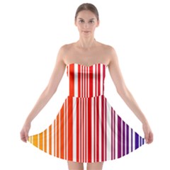 Colorful Gradient Barcode Strapless Bra Top Dress by Sudhe