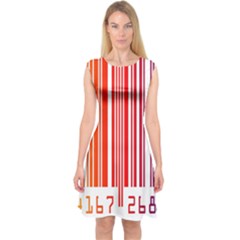 Colorful Gradient Barcode Capsleeve Midi Dress by Sudhe