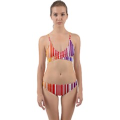 Colorful Gradient Barcode Wrap Around Bikini Set by Sudhe