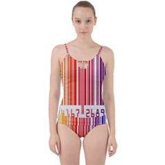 Colorful Gradient Barcode Cut Out Top Tankini Set