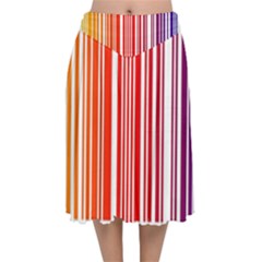 Colorful Gradient Barcode Velvet Flared Midi Skirt by Sudhe