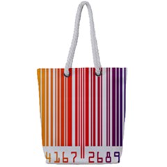 Colorful Gradient Barcode Full Print Rope Handle Tote (small) by Sudhe