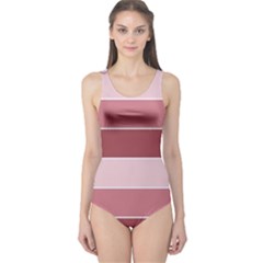 Striped Shapes Wide Stripes Horizontal Geometric One Piece Swimsuit by Sudhe