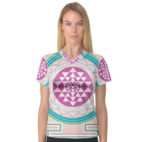 Mandala Design Arts Indian V-neck Sport Mesh Tee by Sudhe