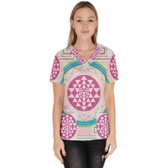 Mandala Design Arts Indian Women s V-neck Scrub Top by Sudhe