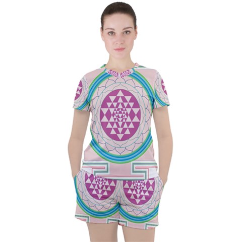 Mandala Design Arts Indian Women s Tee And Shorts Set by Sudhe