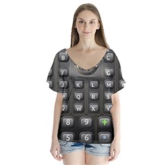 Scientific Solar Calculator V-neck Flutter Sleeve Top by Sudhe