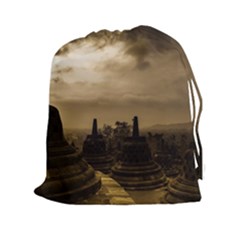 Borobudur Temple  Indonesia Drawstring Pouch (xxl) by Sudhe