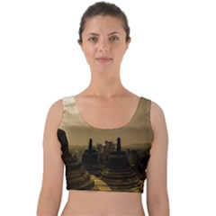 Borobudur Temple  Indonesia Velvet Crop Top by Sudhe