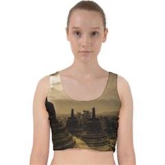 Borobudur Temple  Indonesia Velvet Racer Back Crop Top by Sudhe