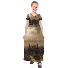 Borobudur Temple  Indonesia Kids  Short Sleeve Maxi Dress by Sudhe