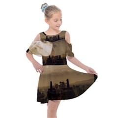 Borobudur Temple  Indonesia Kids  Shoulder Cutout Chiffon Dress by Sudhe