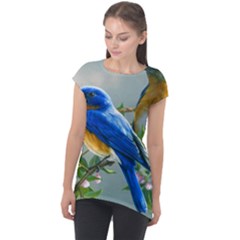 Loving Birds Cap Sleeve High Low Top by Sudhe