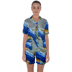 Loving Birds Satin Short Sleeve Pyjamas Set by Sudhe