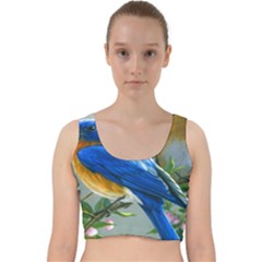 Loving Birds Velvet Racer Back Crop Top by Sudhe