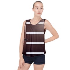 Minimalis Brown Door Bubble Hem Chiffon Tank Top