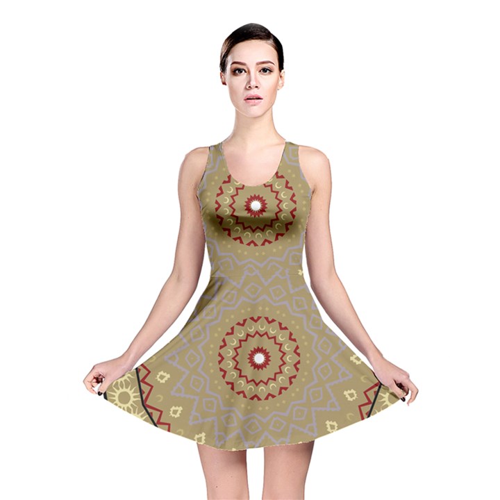 Mandala Art Ornament Pattern Reversible Skater Dress