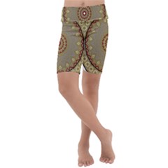 Mandala Art Ornament Pattern Kids  Lightweight Velour Cropped Yoga Leggings