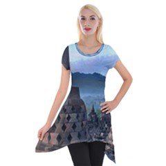 Borobudur Temple  Morning Serenade Short Sleeve Side Drop Tunic by Sudhe