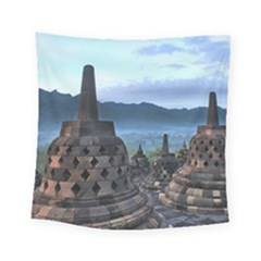 Borobudur Temple  Morning Serenade Square Tapestry (small) by Sudhe