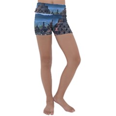 Borobudur Temple  Morning Serenade Kids  Lightweight Velour Yoga Shorts by Sudhe