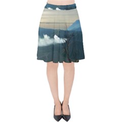 Bromo Caldera De Tenegger  Indonesia Velvet High Waist Skirt by Sudhe