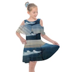 Bromo Caldera De Tenegger  Indonesia Kids  Shoulder Cutout Chiffon Dress by Sudhe