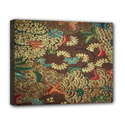 Colorful The Beautiful Of Art Indonesian Batik Pattern Deluxe Canvas 20  X 16  (stretched) by Sudhe