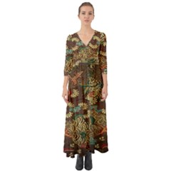 Colorful The Beautiful Of Art Indonesian Batik Pattern Button Up Boho Maxi Dress by Sudhe