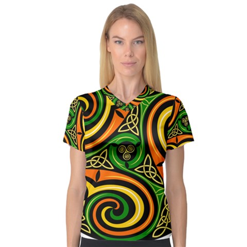 Celtic Celts Circle Color Colors V-neck Sport Mesh Tee by Sudhe