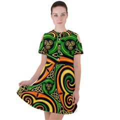 Celtic Celts Circle Color Colors Short Sleeve Shoulder Cut Out Dress 