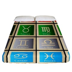 Set Of The Twelve Signs Of The Zodiac Astrology Birth Symbols Fitted Sheet (california King Size) by Sudhe