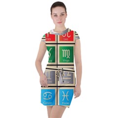 Set Of The Twelve Signs Of The Zodiac Astrology Birth Symbols Drawstring Hooded Dress by Sudhe