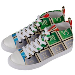 Set Of The Twelve Signs Of The Zodiac Astrology Birth Symbols Women s Mid-top Canvas Sneakers by Sudhe