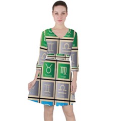 Set Of The Twelve Signs Of The Zodiac Astrology Birth Symbols Ruffle Dress by Sudhe