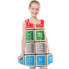 Set Of The Twelve Signs Of The Zodiac Astrology Birth Symbols Kids  Cross Back Dress by Sudhe