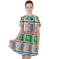 Set Of The Twelve Signs Of The Zodiac Astrology Birth Symbols Short Sleeve Shoulder Cut Out Dress  by Sudhe