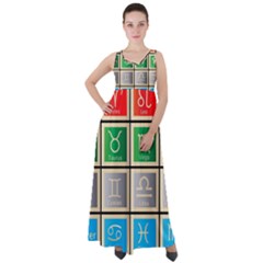 Set Of The Twelve Signs Of The Zodiac Astrology Birth Symbols Empire Waist Velour Maxi Dress