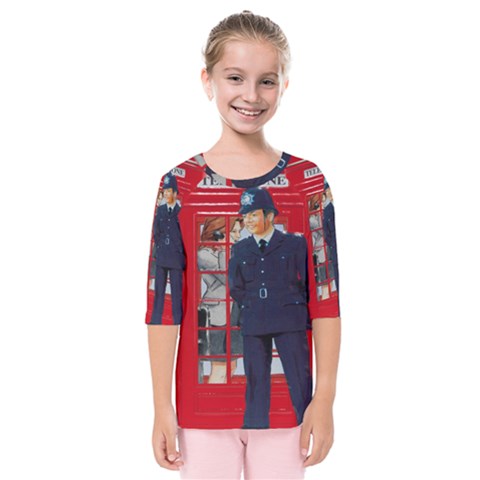 Red London Phone Boxes Kids  Quarter Sleeve Raglan Tee by Sudhe