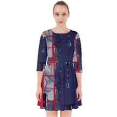 Red London Phone Boxes Smock Dress by Sudhe