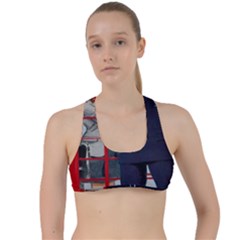 Red London Phone Boxes Criss Cross Racerback Sports Bra by Sudhe