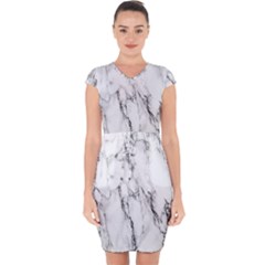 Marble Granite Pattern And Texture Capsleeve Drawstring Dress  by Sudhe