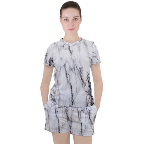 Marble Granite Pattern And Texture Women s Tee And Shorts Set by Sudhe