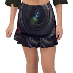 Vintage Camera Digital Fishtail Mini Chiffon Skirt by Sudhe