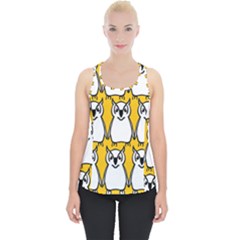 Yellow Owl Background Piece Up Tank Top by Sudhe