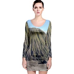 Mount Batok Bromo Indonesia Long Sleeve Bodycon Dress by Sudhe