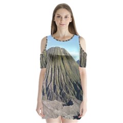 Mount Batok Bromo Indonesia Shoulder Cutout Velvet One Piece by Sudhe