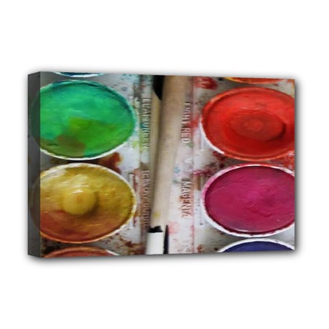 Paint Box Deluxe Canvas 18  X 12  (stretched) by Sudhe