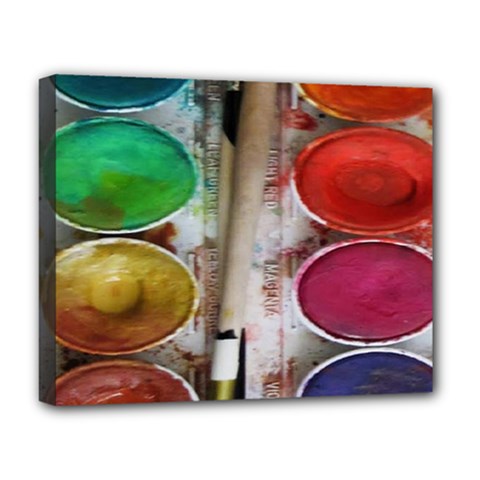 Paint Box Deluxe Canvas 20  X 16  (stretched) by Sudhe