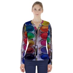 Paint Box V-neck Long Sleeve Top by Sudhe